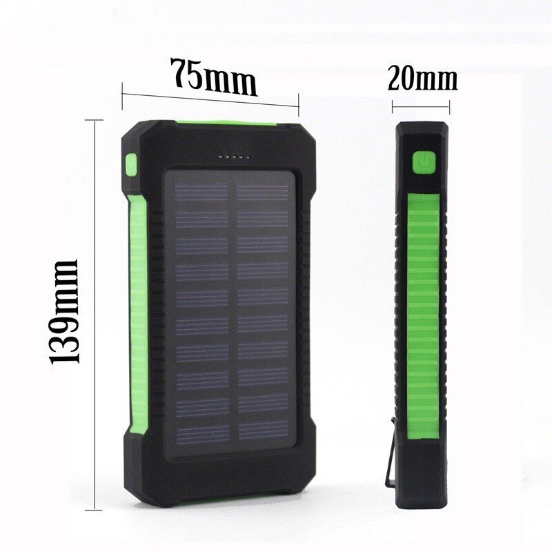 Power Bank с солнечной батареей (внешний аккумулятор) Зеленый (1)