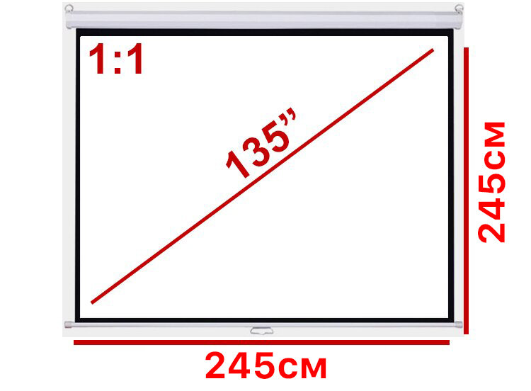 Экран для проектора 135" 1:1 245*245 см настенно-потолочный рулонный