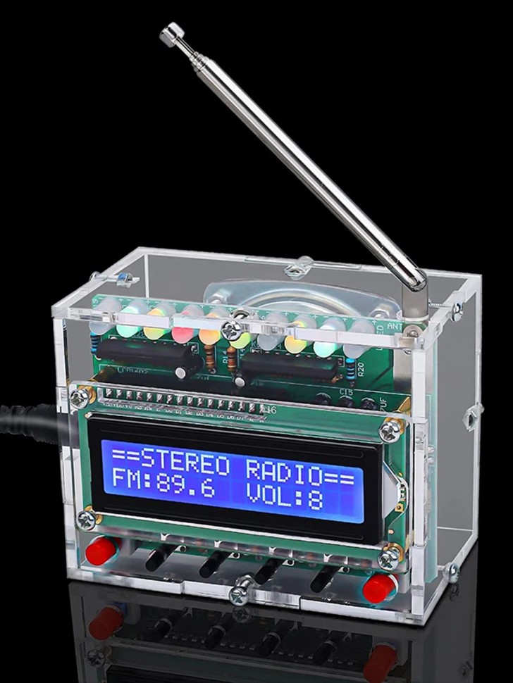 DIY Конструктор сборная модель "Радио с дисплеем" в прозрачном корпусе