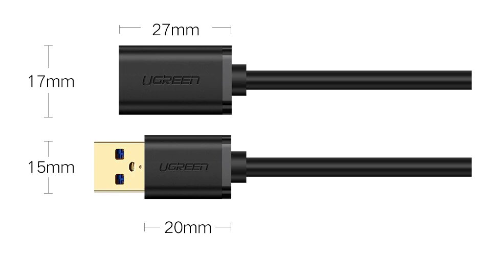 Кабель-удлинитель uGreen USB 3.0 A(m) - USB 3.0 A(f), 3м  (8)