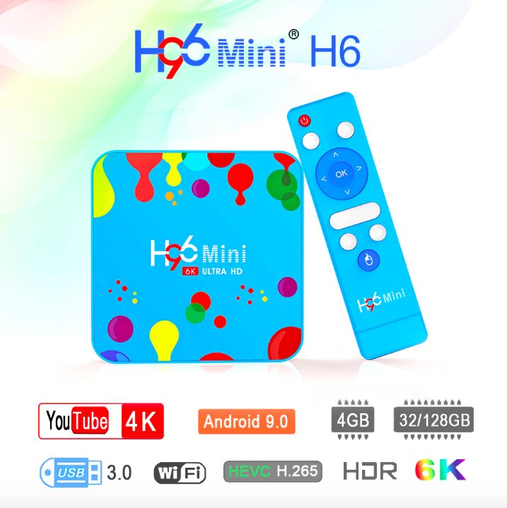 Smart TV приставка H96 Mini 6k Android 9.0 4Gb + 128Gb  (2)
