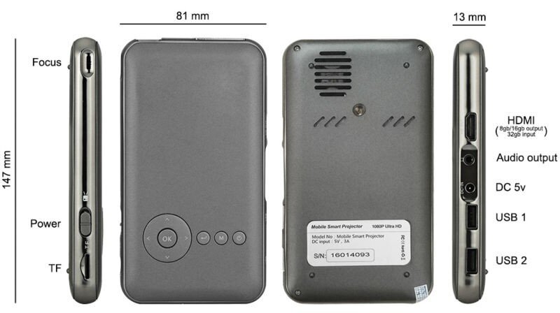 Проектор Everycom S6 Plus 32GB (Android, WiFi) Серый (3)