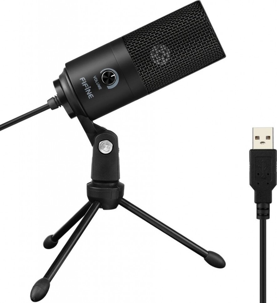 Конденсаторный студийный USB микрофон Fifine (Черный)