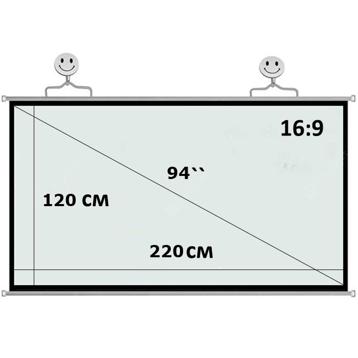 Экран для проектора 94" 16:9 220*120 см на рейке  (5)