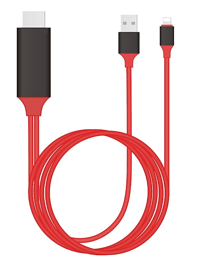 Кабель на  iPhone HDMI и USB Красный (1)