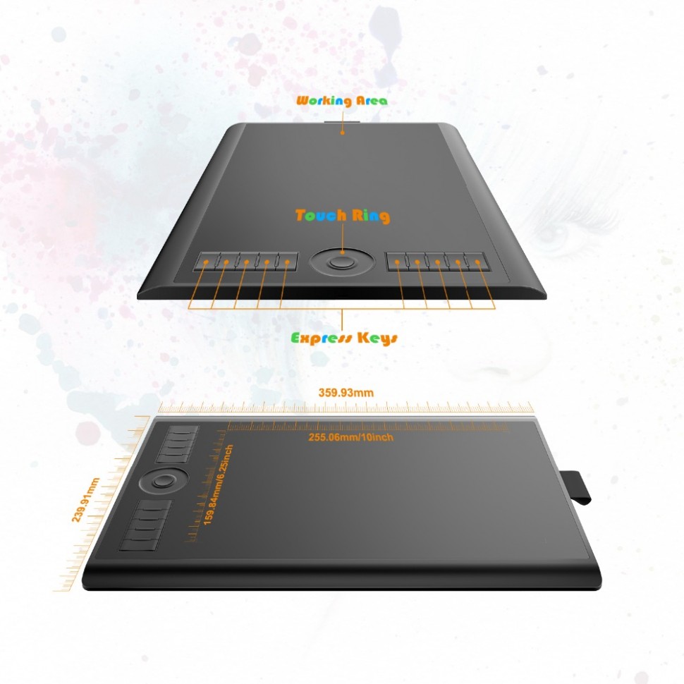 Графический планшет GAOMON M10K PRO 10х6,25" с 10 клавишами быстрого доступа