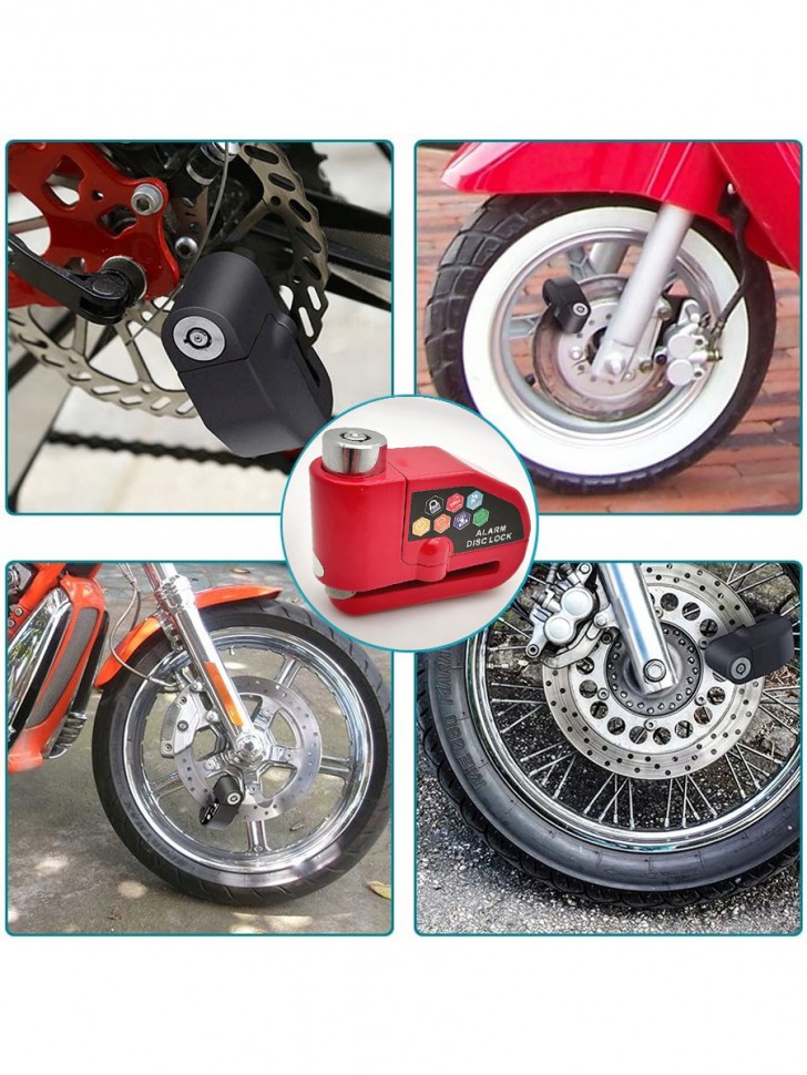 Противоугонный замок на дисковые тормоза мотоцикла, скутера, велосипеда с сигнализацией