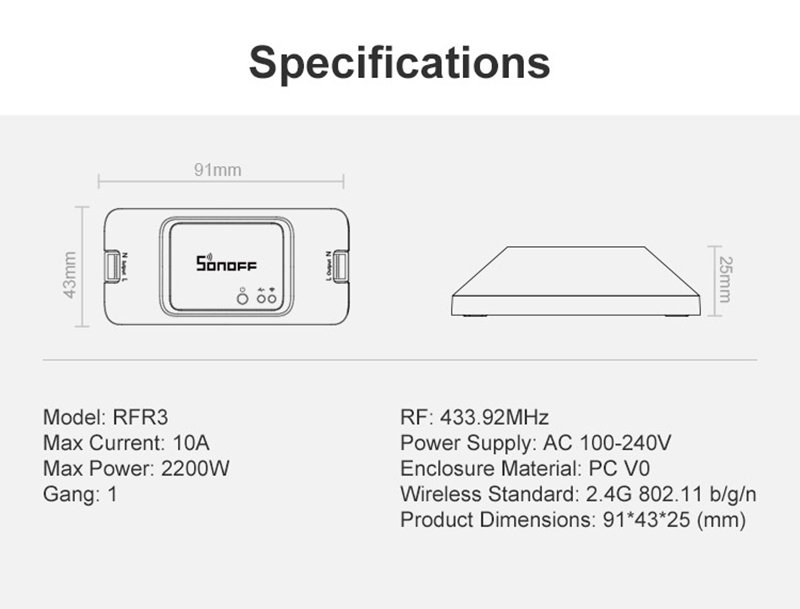 Sonoff RF R3 умный переключатель Wi-Fi Smart Switch (*)