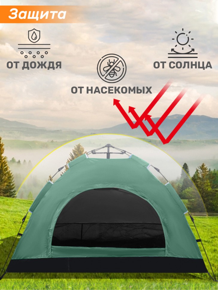 Палатка туристическая четырехместная 200х200х145 см
