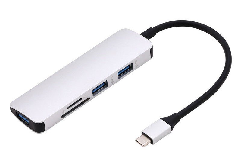 Переходник Type-C to USB 3 в 1 (USB 3.0*3 TF SD CARD) для MAC  (1)