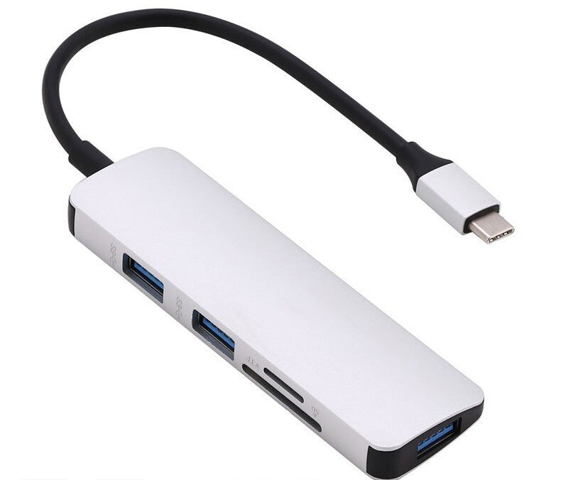 Переходник Type-C to USB 3 в 1 (USB 3.0*3 TF SD CARD) для MAC  (2)