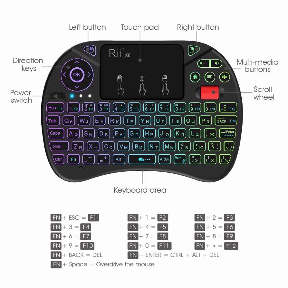 Беспроводная клавиатура Rii X8