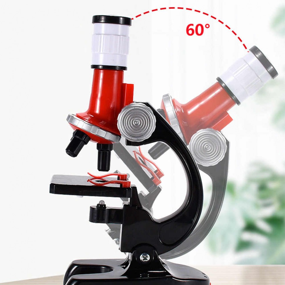 Микроскоп ученический с тремя объективами 100х, 400х, 1200х