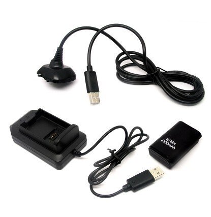 Charging Kit 5 в 1 : Аккумулятор 2 шт + Зарядное устройство + Зарядный кабель для беспроводного геймпада (Xbox 360)