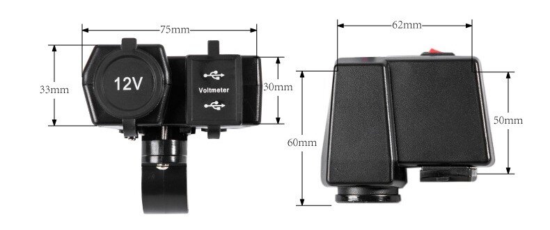 USB мото розетка с вольтметром и прикуривателем  (4)