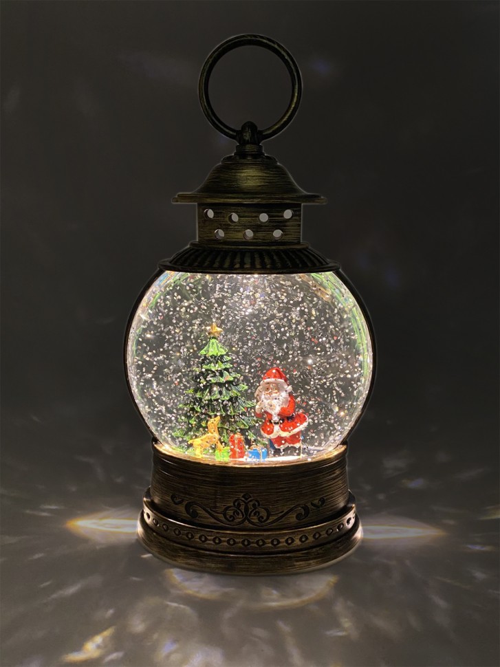 Декоративный новогодний фонарь "Дед Мороз у елки" CFL-9