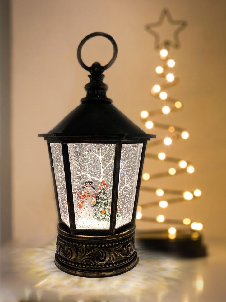 Декоративный новогодний фонарь "Снеговик у елки" CFL-6