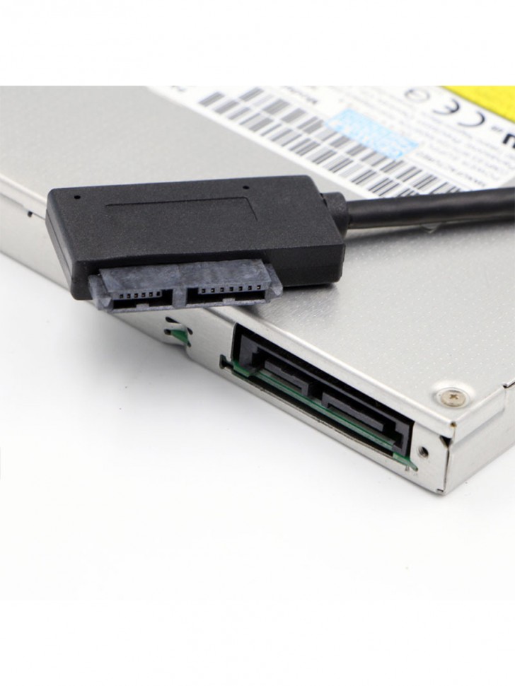 Адаптер - переходник USB 2.0 - Slimline SATA 6p+7p, для оптических приводов ноутбука