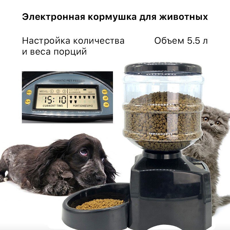 Автоматическая кормушка для кошек и собак 5,5 л  (2)